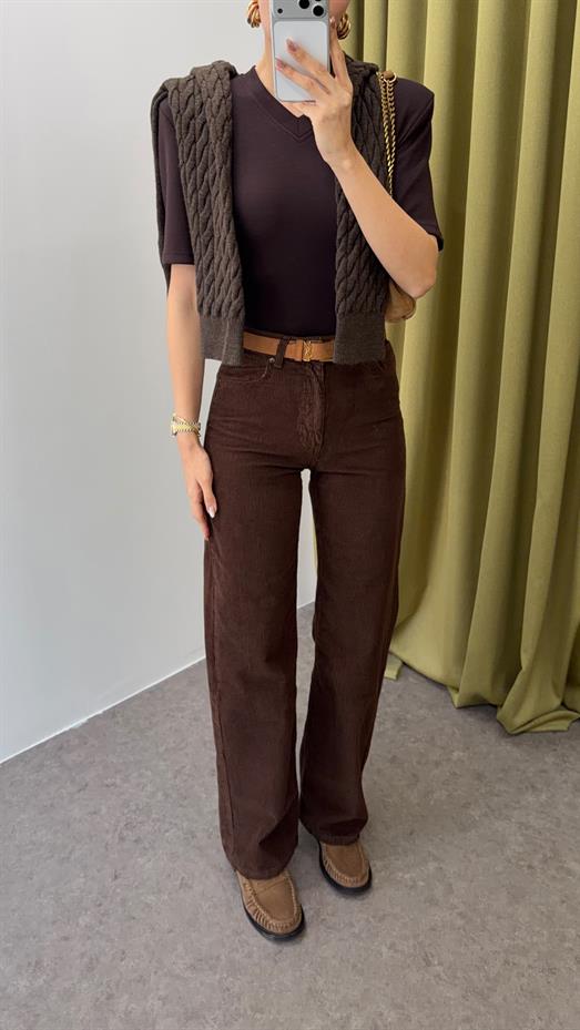 Fitilli Kahve Kadife Pantolon
