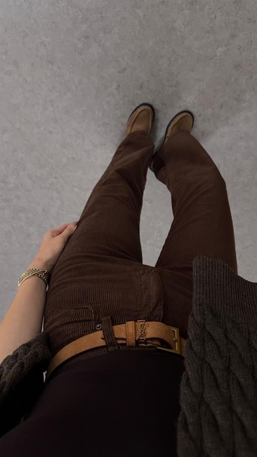 Fitilli Kahve Kadife Pantolon