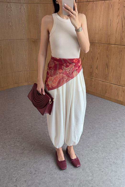 Fularlı Beyaz Şalvar