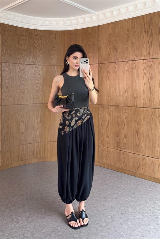 Fularlı Siyah Şalvar