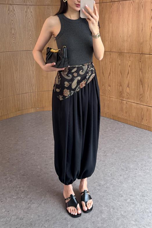 Fularlı Siyah Şalvar