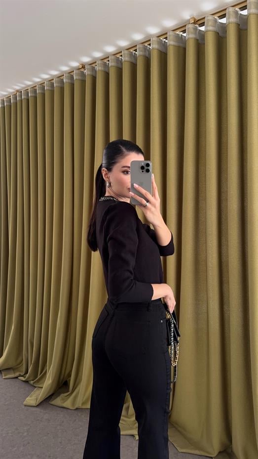 Full Likralı Siyah İspanyol Jean