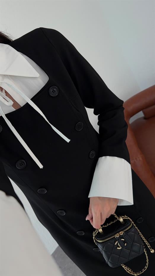 Garnili Siyah Elbise