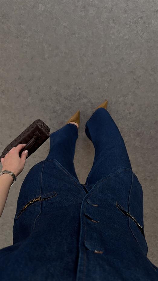 Gold Detaylı Denim Takım