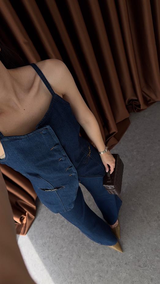 Gold Detaylı Denim Takım