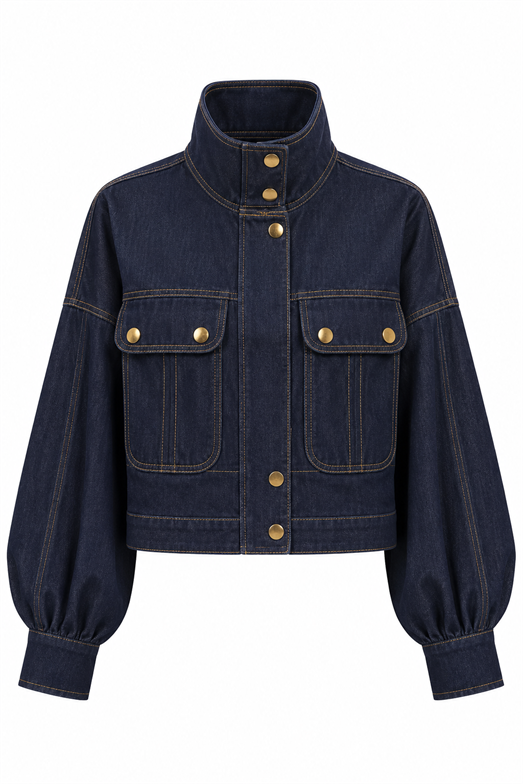 Gold Düğmeli Denim Ceket
