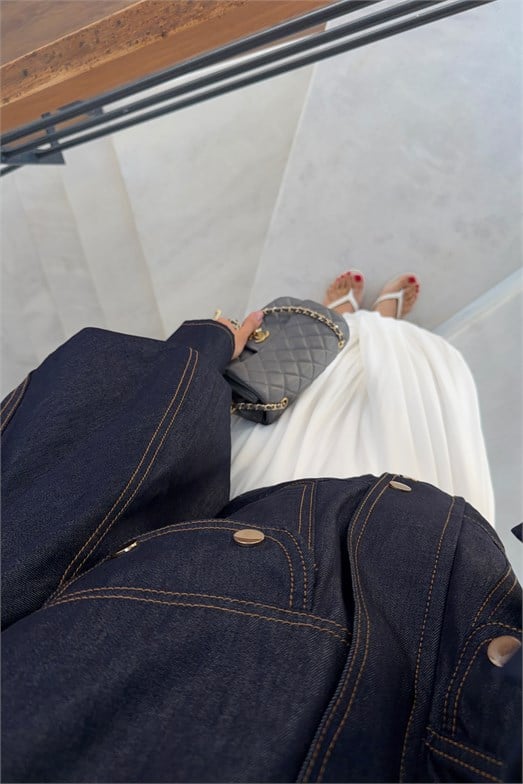 Gold Düğmeli Denim Ceket