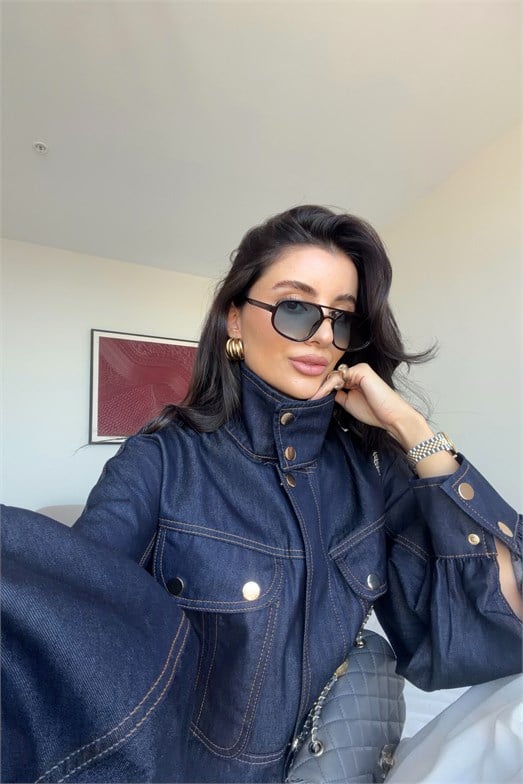 Gold Düğmeli Denim Ceket