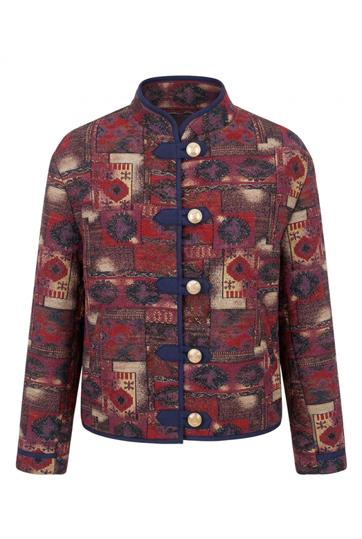 Gold Düğmeli Desenli Ceket