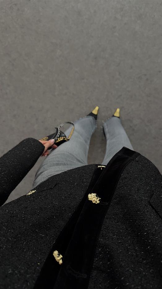 Gold Düğmeli Simli Ceket