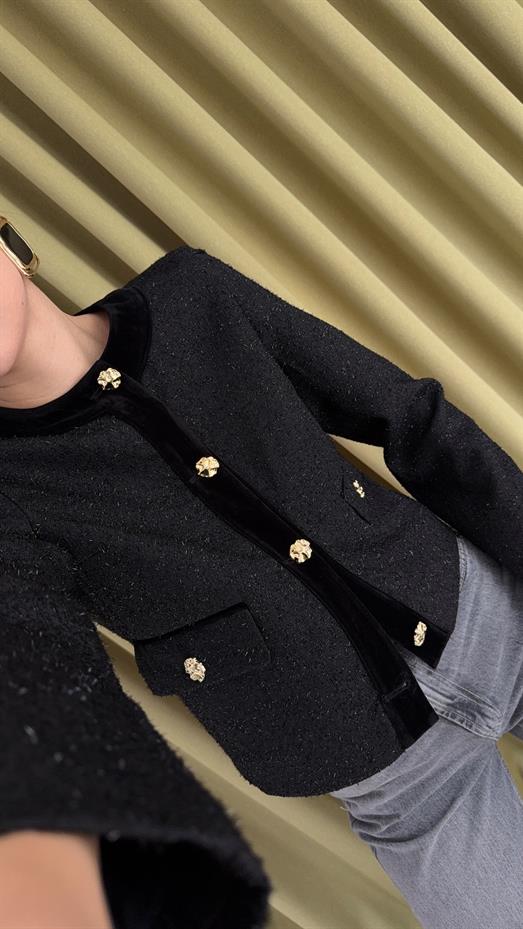 Gold Düğmeli Simli Ceket