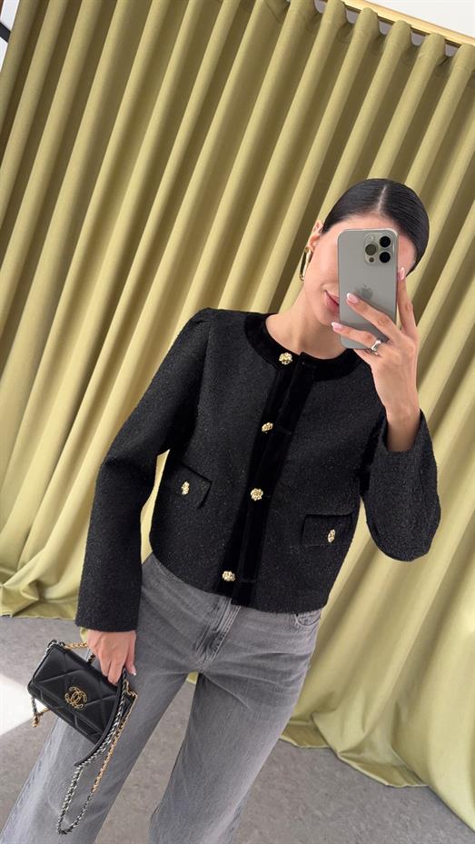 Gold Düğmeli Simli Ceket