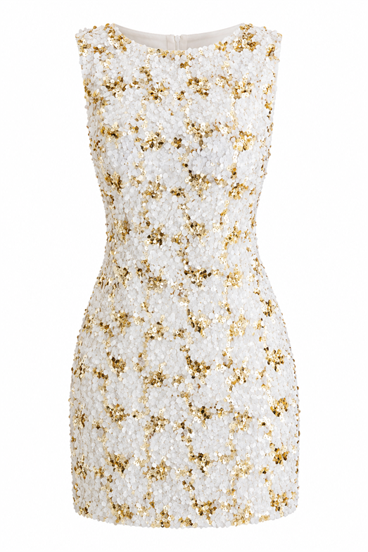 Gold Pullu Mini Elbise