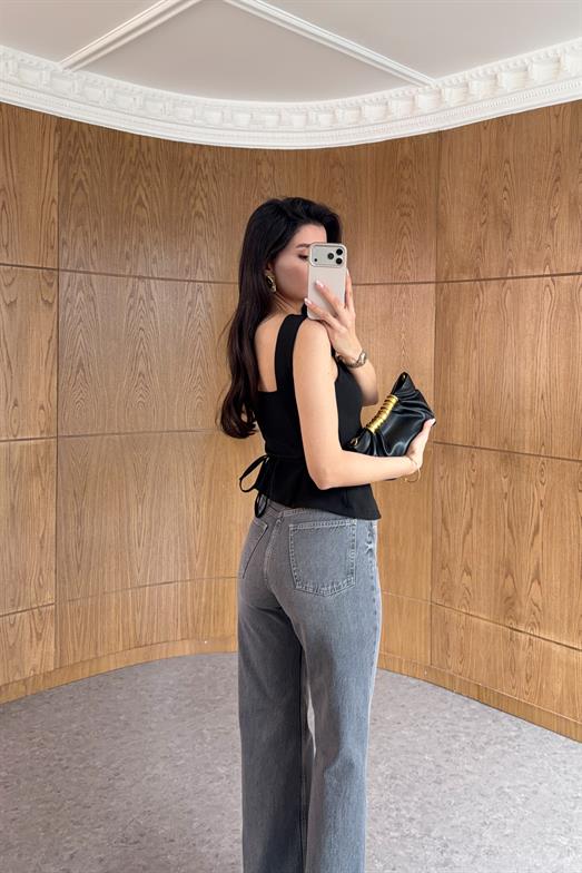 Gold Tokalı Korse Form Siyah Bluz