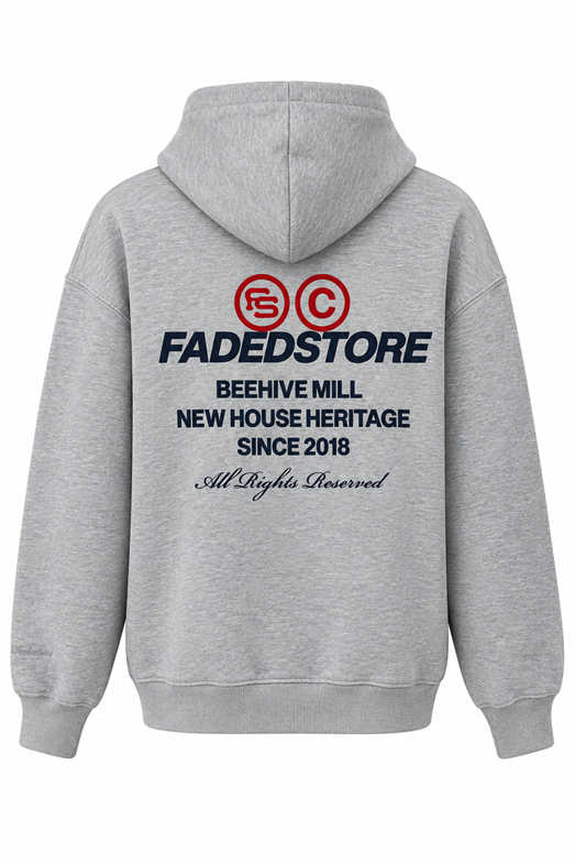 Gri Kapüşonlu Sırt Baskılı Sweatshirt