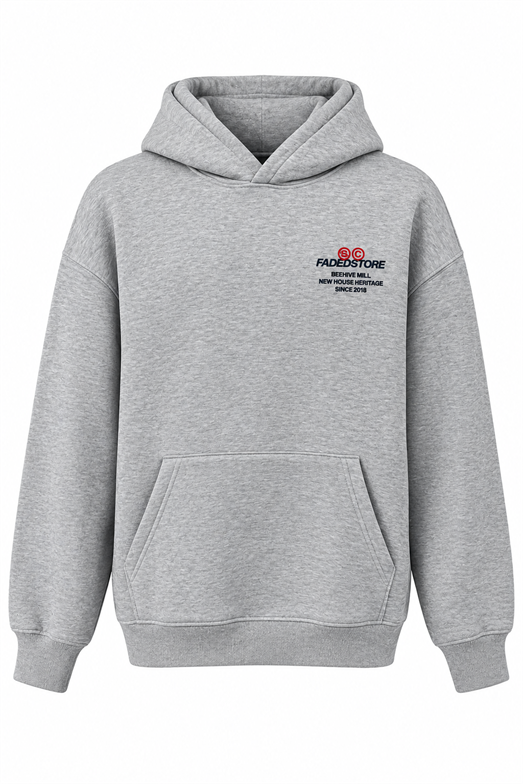 Gri Kapüşonlu Sırt Baskılı Sweatshirt