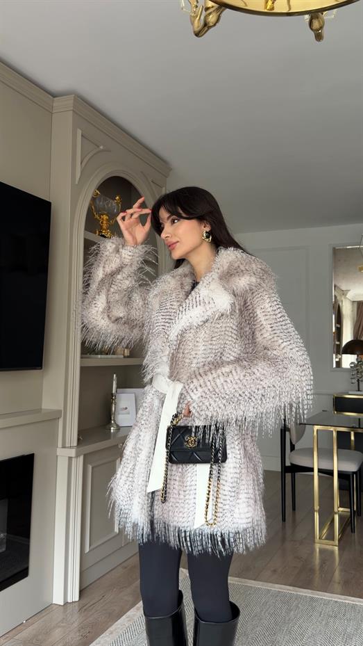 Gri Kırçıllı Tüylü Özel Seri Kürk