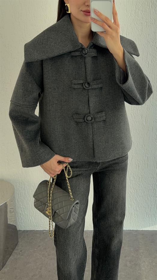 Gri Kısa Kaşe Ceket