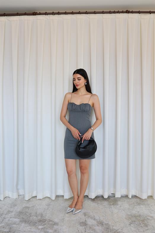 Gri Mini Elbise