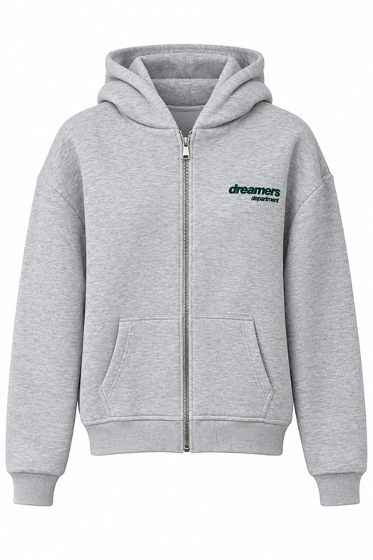 Gri Sırt Baskı Kapüşonlu Sweatshirt