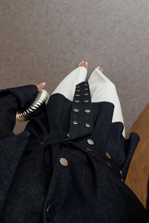 Gümüş Detaylı Tasarım Denim Gömlek