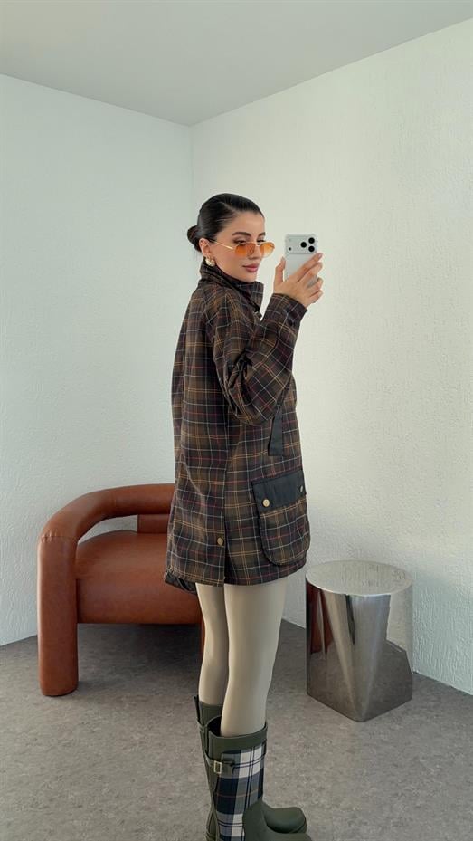 Haki Kareli Mum Ceket