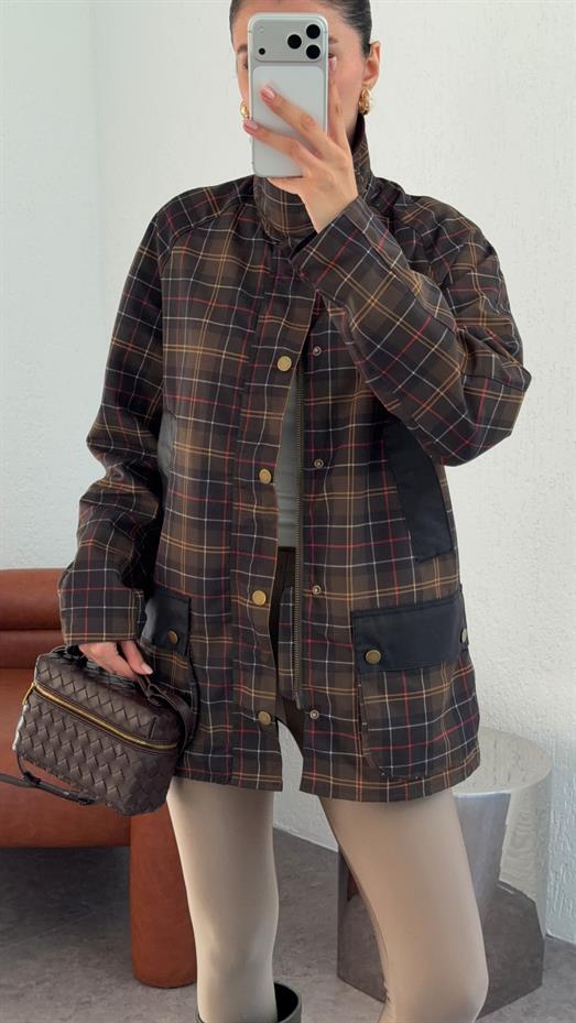 Haki Kareli Mum Ceket