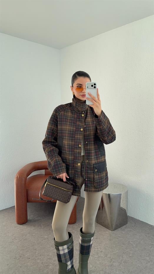 Haki Kareli Mum Ceket