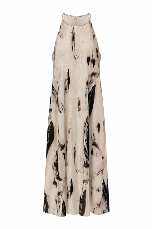 Halter Yaka Desenli Elbise