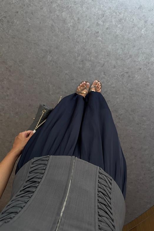 Halter Yaka Gri Korse Bluz