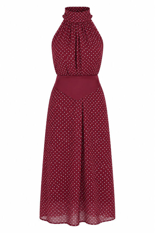 Halter Yaka Kırmızı Elbise