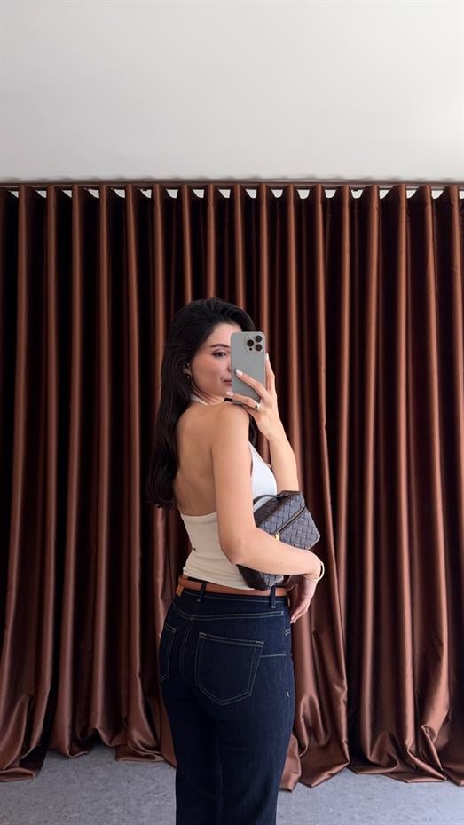 Halter Yaka Krem Triko Bluz