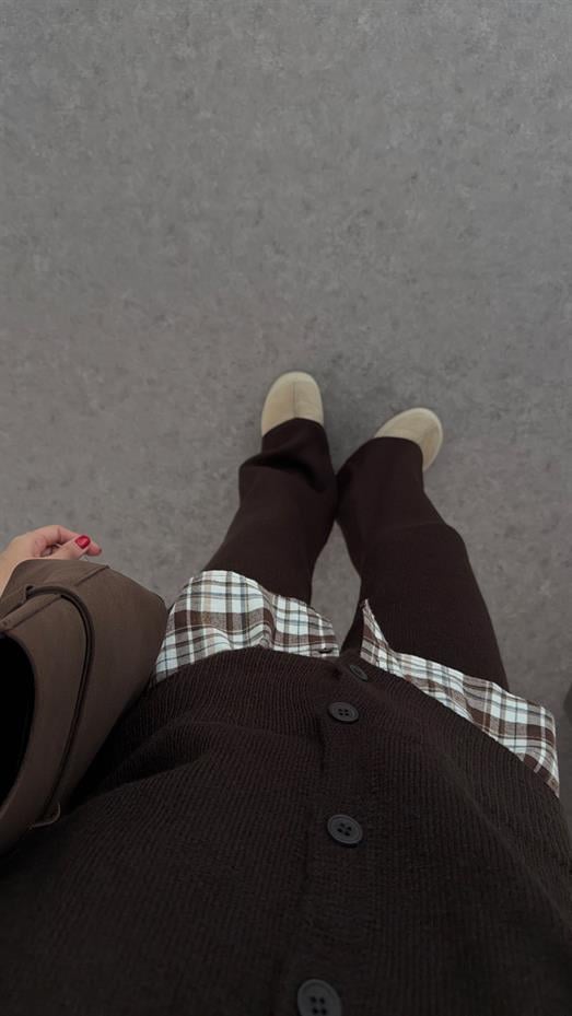 Hırkalı Kahverengi Triko Takım