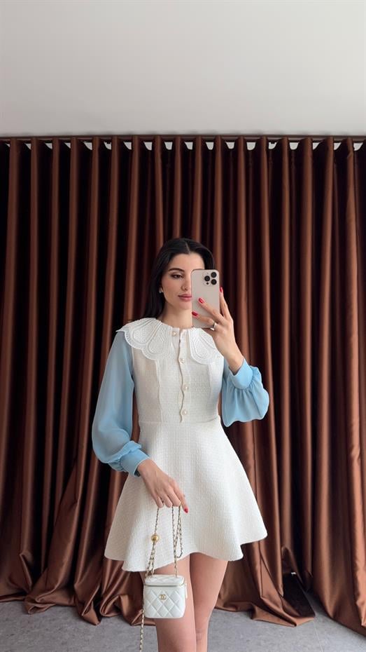 İncili Yaka Tüvit Elbise