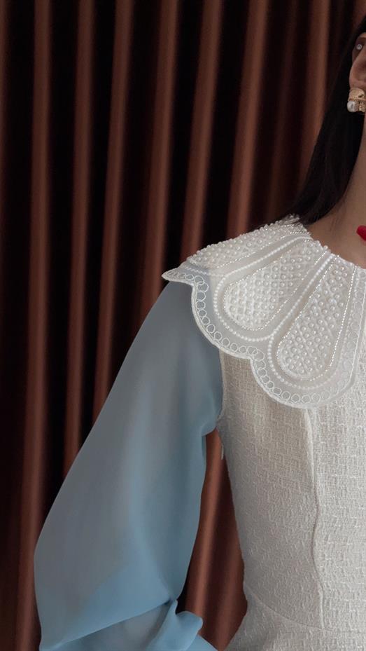 İncili Yaka Tüvit Elbise