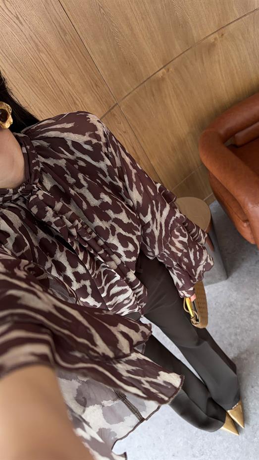 İspanyol Kol Kahverengi Bluz