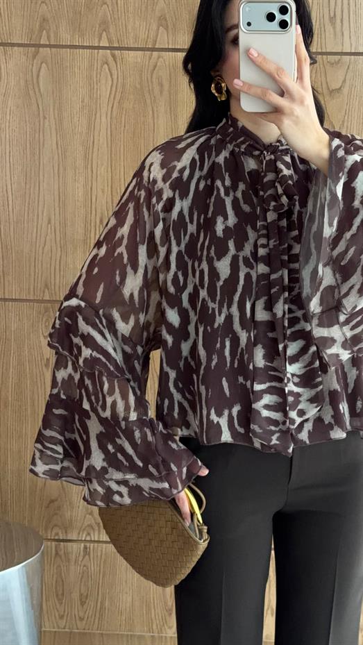 İspanyol Kol Kahverengi Bluz