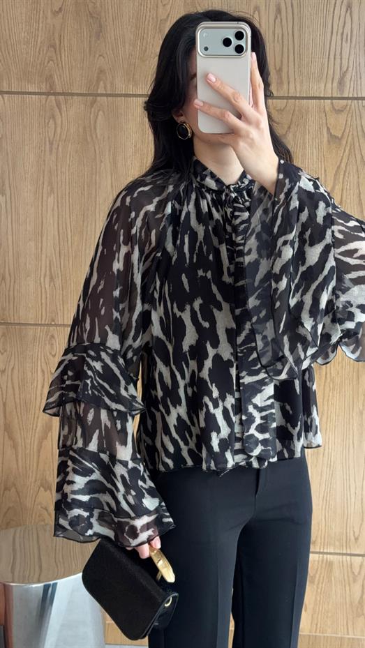 İspanyol Kol Siyah Bluz