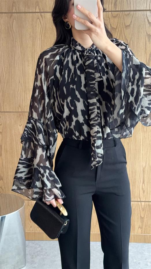 İspanyol Kol Siyah Bluz