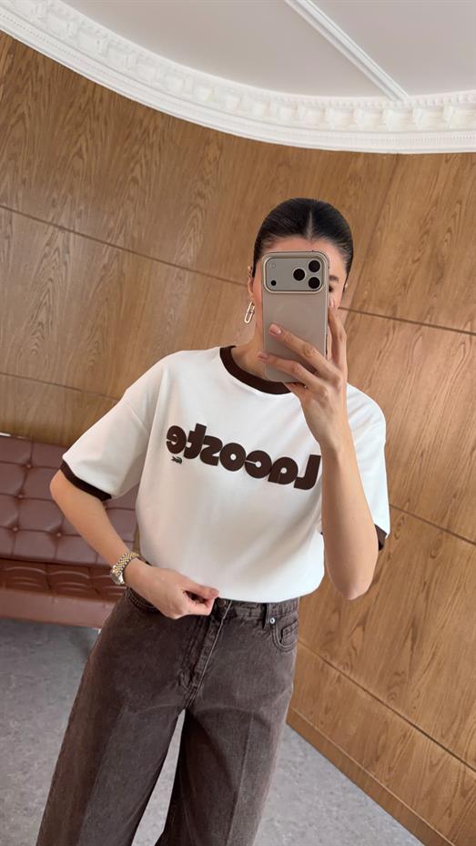 Kabartma Yazılı Coste Kahve Tshirt