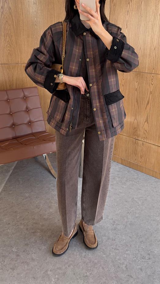 Kadife Yaka Cepli Mont Ceket