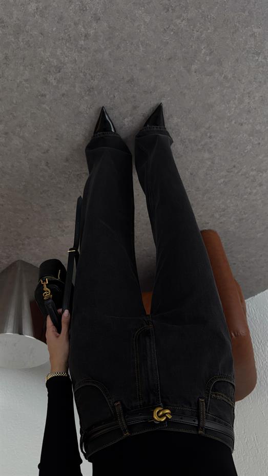 Kahve Dikişli Antrasit Jean