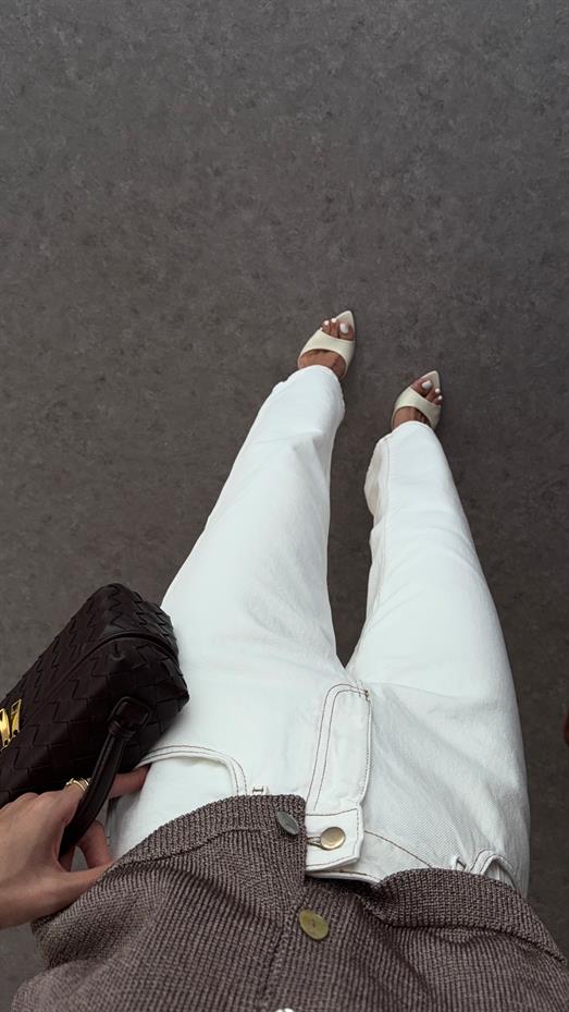 Kahve Dikişli Ekru Jean