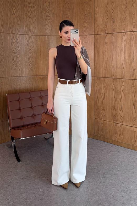 Kahve Kemerli Ekru Palazzo Jean