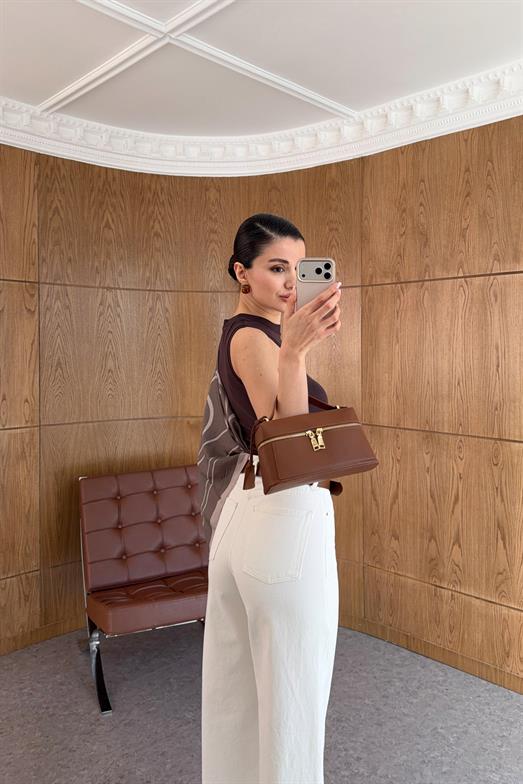 Kahve Kemerli Ekru Palazzo Jean