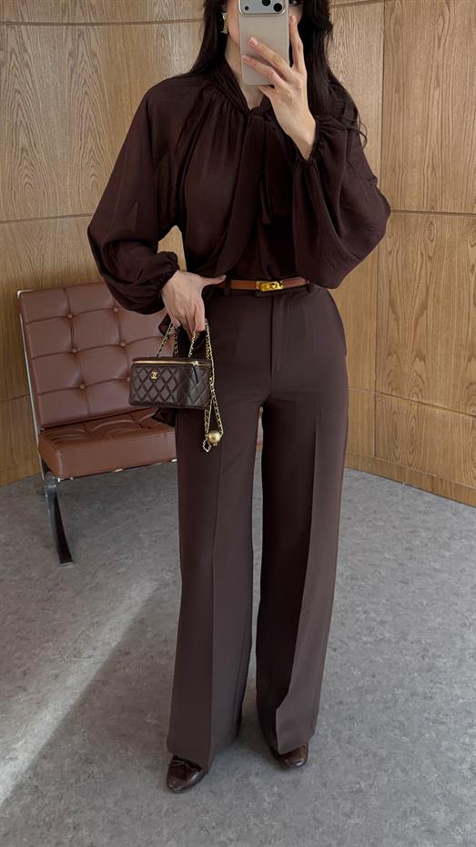 Kahve Palazzo Pantolon