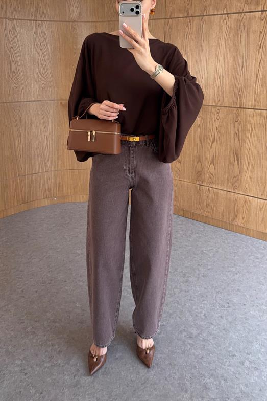 Kahverengi Baggy Jean