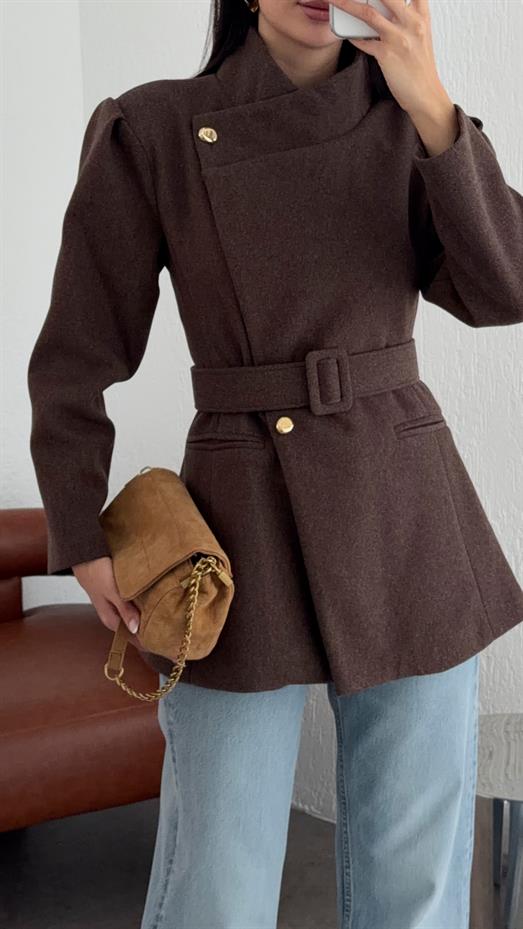 Kahverengi Kısa Kaşe Kaban