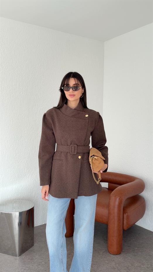 Kahverengi Kısa Kaşe Kaban