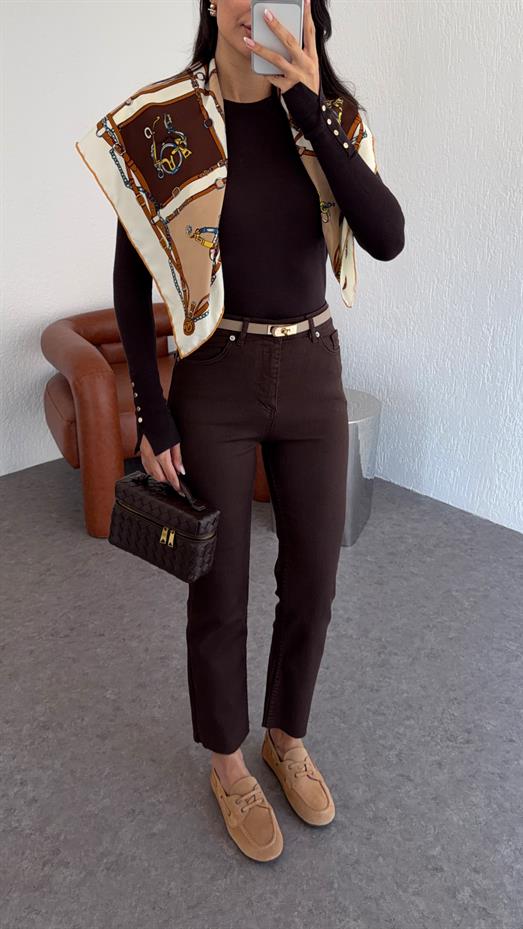 Kahverengi Momfit Jean